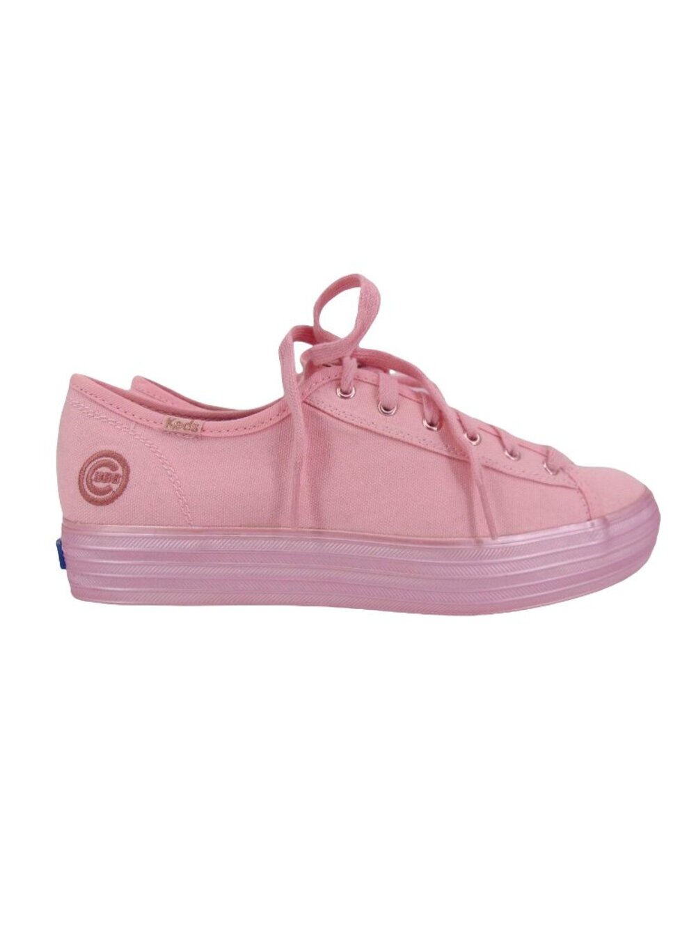 Keds Cubs Triple Kick Platform Sneakers 8 Pink Canvas Lace Up Tennis Shoes MLB